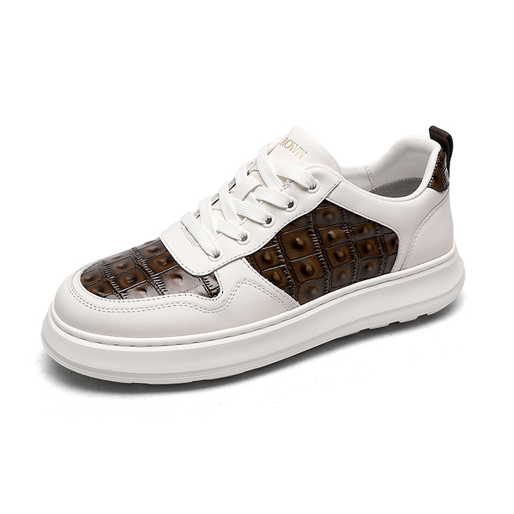 CROWN Низкие повседневные мужские туфли бело-синие, цвет White/Blue — фото 4