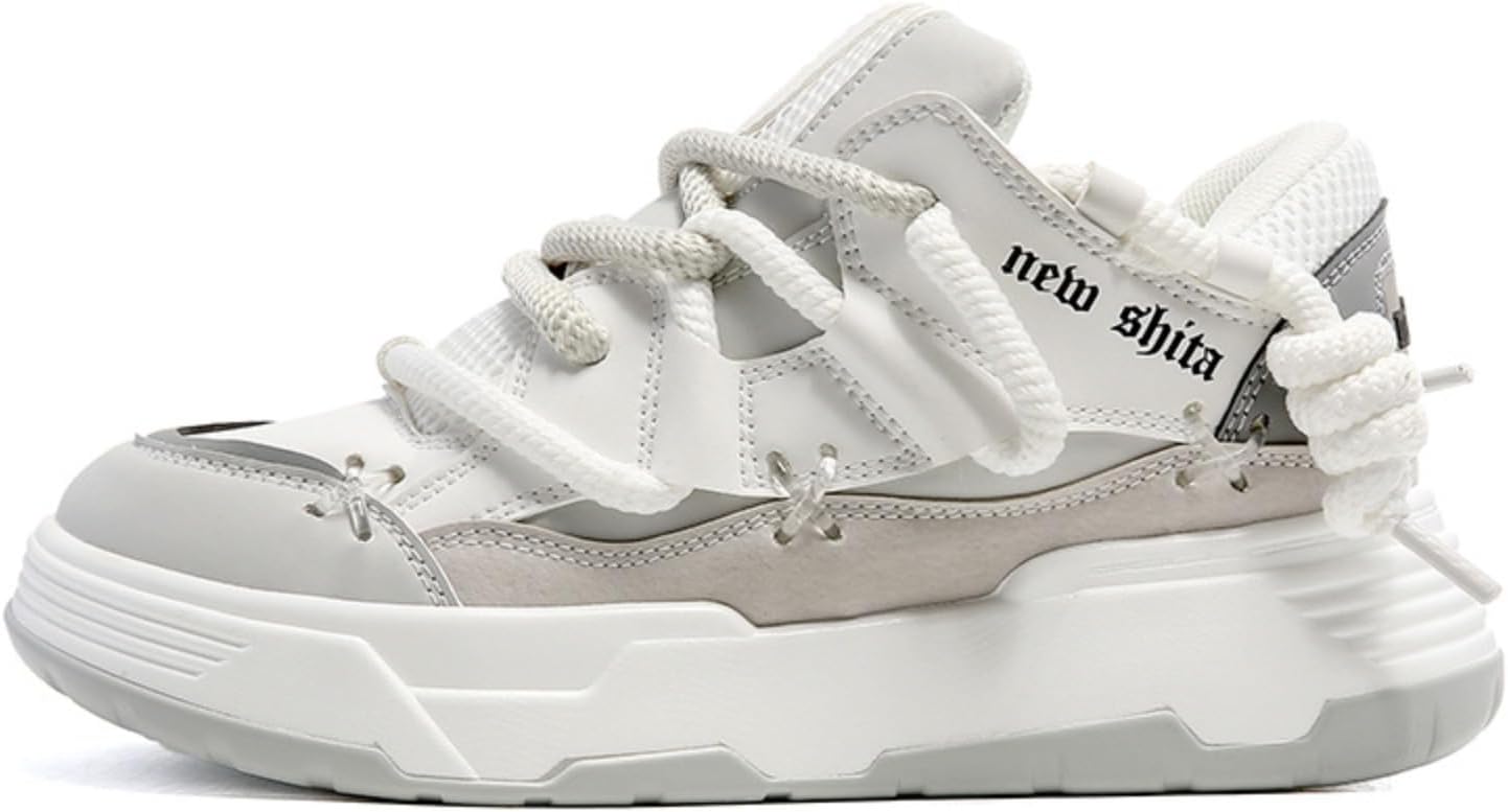 

Кроссовки Y2K ретро с толстой шнуровкой, скейт-кеды, модные винтажные кроссовки с массивной подошвой, удобная повседневная обувь для женщин и мужчин Ctkvbmeoi, серый