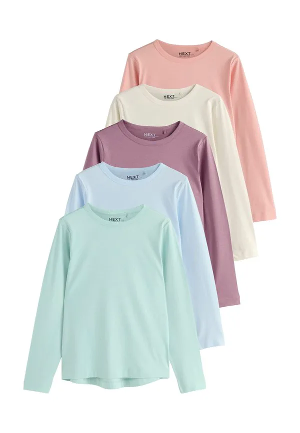 Комплект из 5 футболок с длинными рукавами стандартного кроя Next, Green Purple Blue Ecru Pink