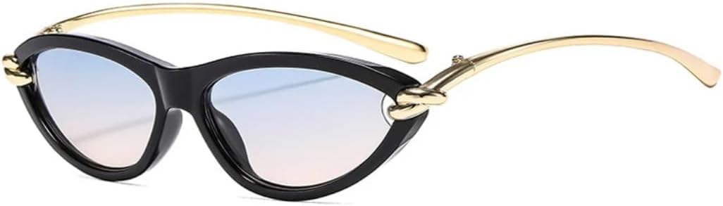 

Модные солнцезащитные очки «кошачий глаз» конфетного цвета для женщин, овальные, с полой внутренней поверхностью, защита от УФ-излучения UV400 для мужчин HHZZYVY, Black Blue Tea