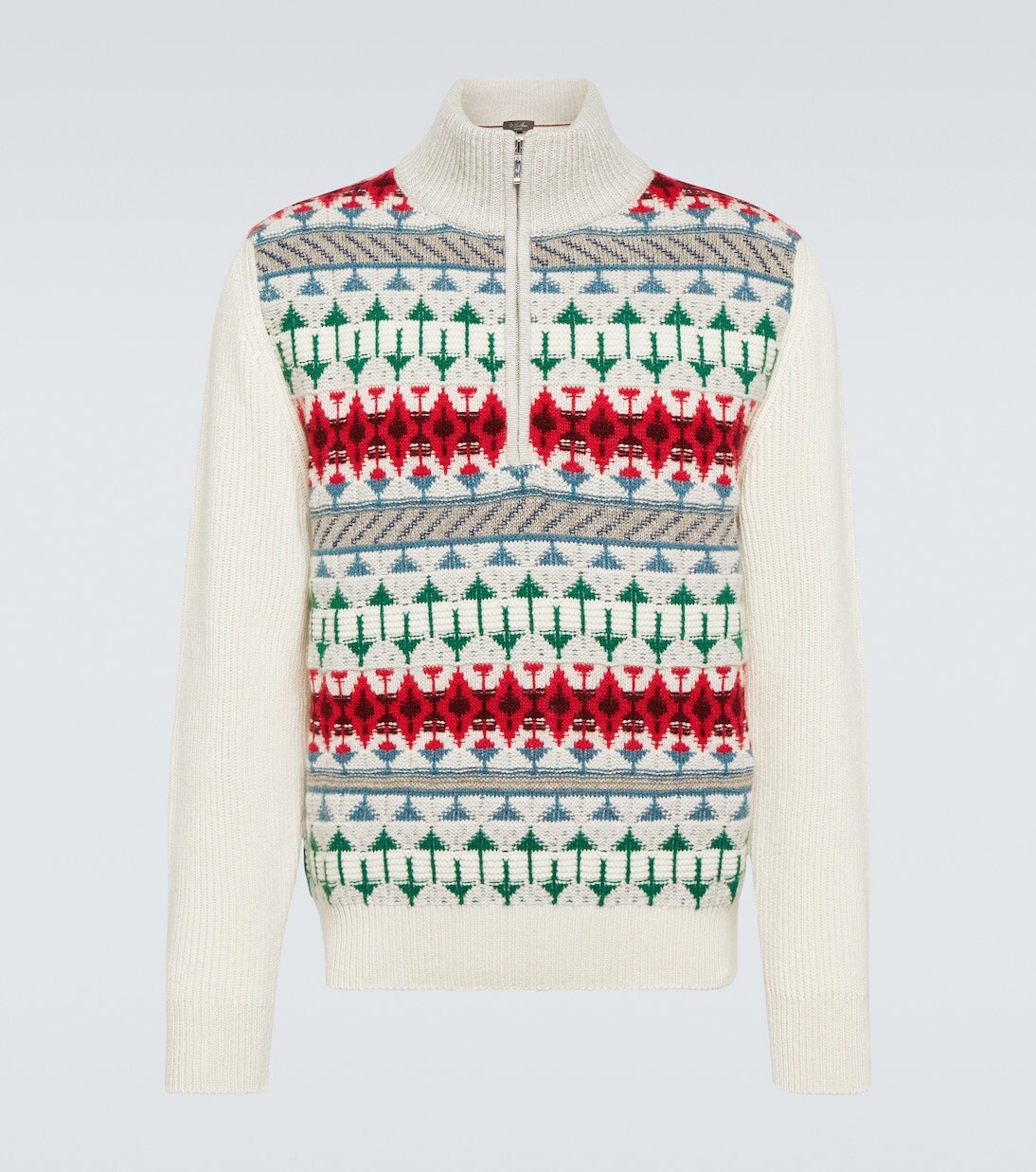 

Кашемировый свитер Noel Fair Isle с застежкой-молнией на половину длины Loro Piana, красный