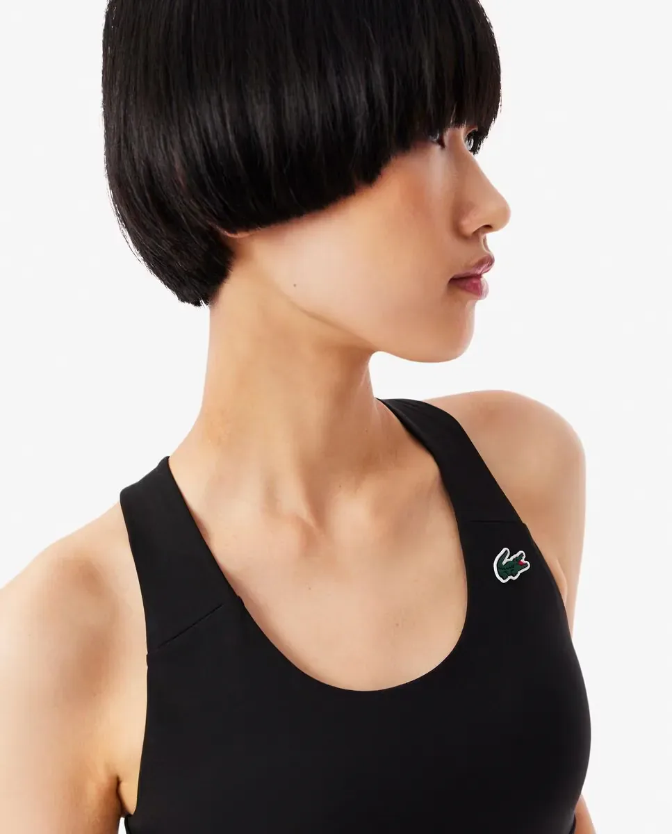 Бюстгальтер спортивный Lacoste, эластичный, черный — фото 3