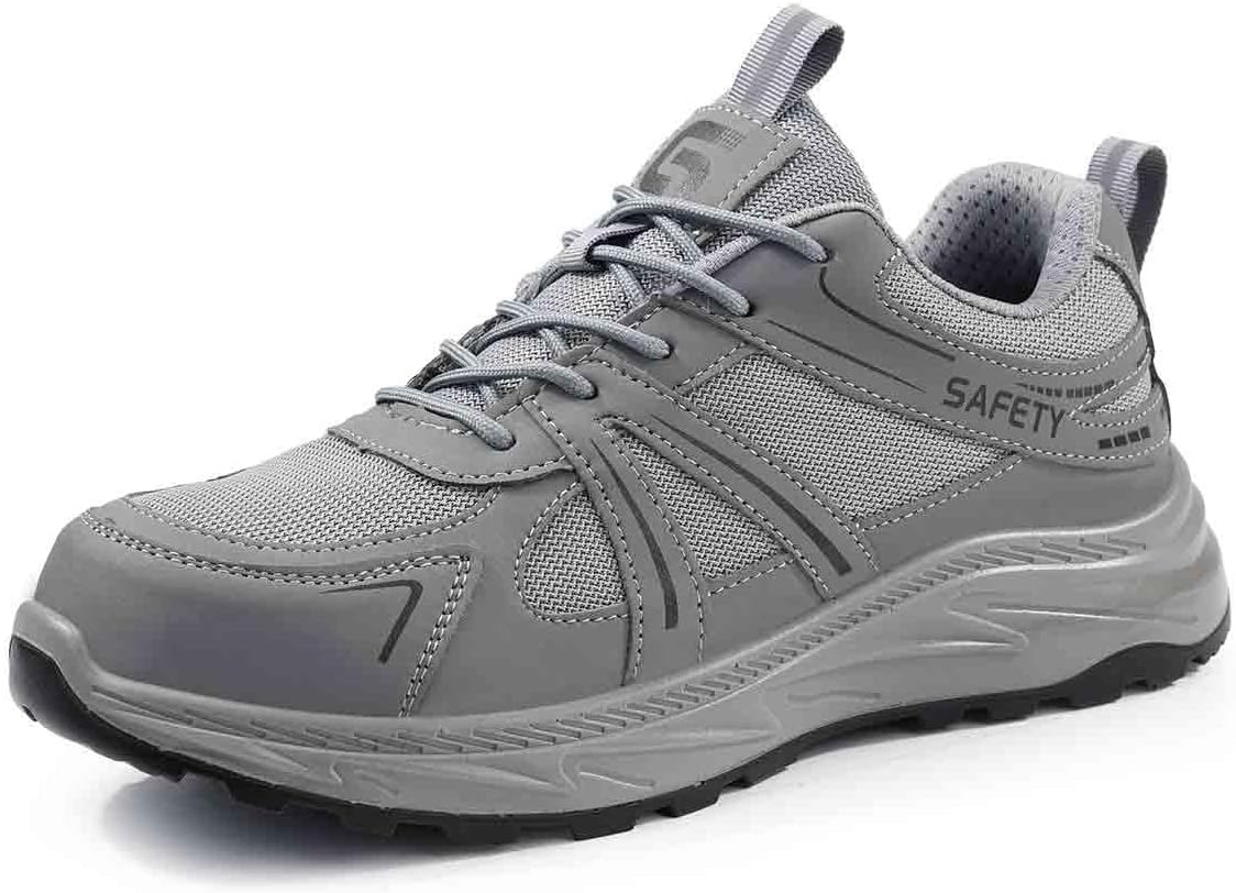 

Мужские защитные ботинки, стальные ботинки с защитой от сжатия и проколов, противоскользящие страховые обувь, легкие и износостойкие защитные кроссовки (EU 43) Hancha, серый