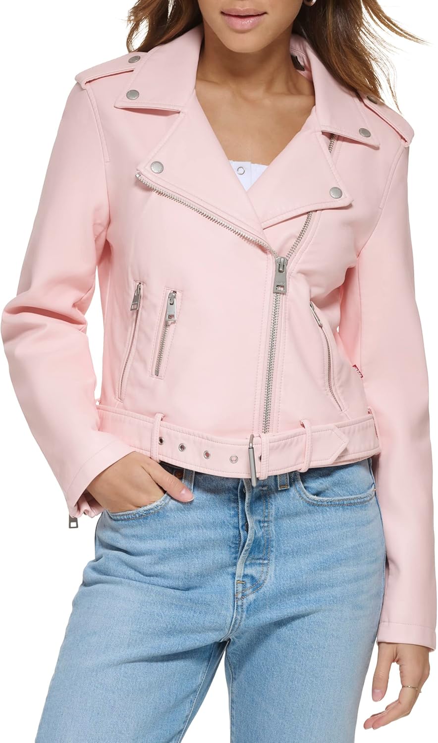 

Levi's Женская куртка-косуха из искусственной кожи с поясом