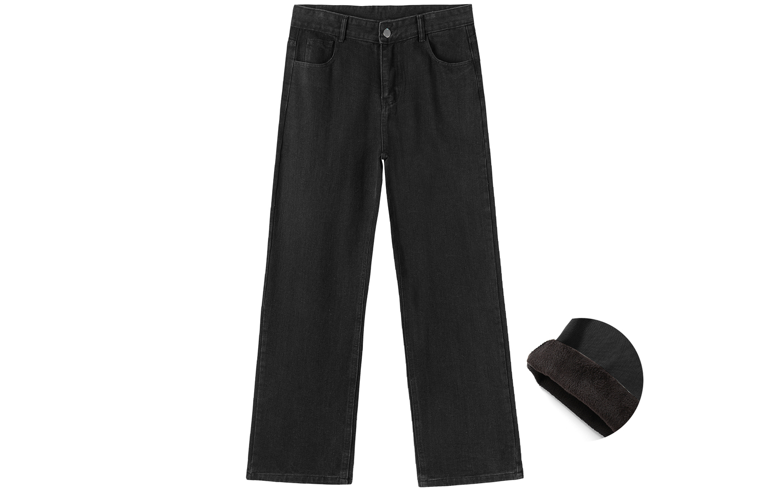 

Джинсы унисекс, брюки прямого кроя средней жесткости Bendl'S, черный (loose fit straight fit fleece-lined)