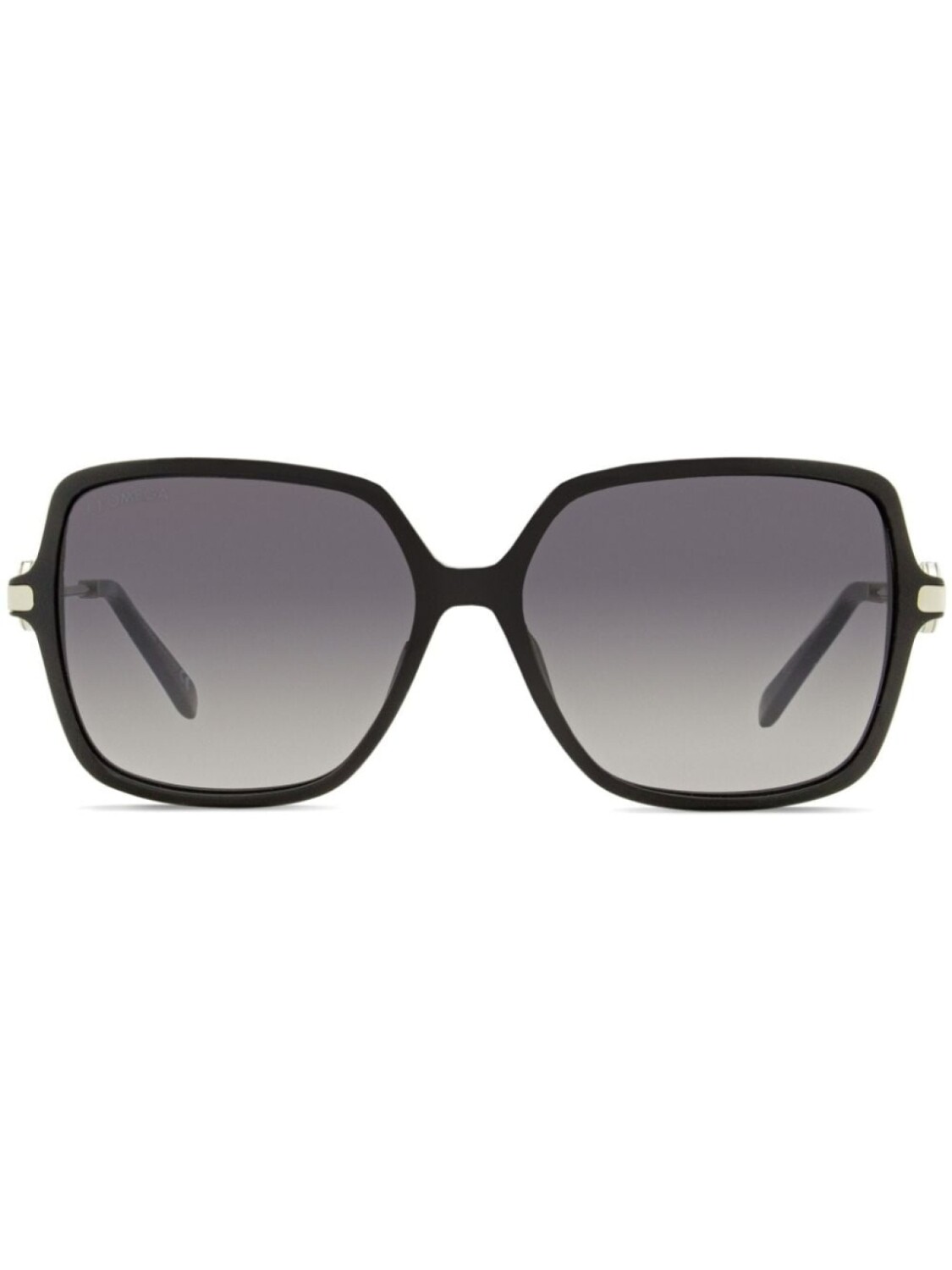 

OMEGA EYEWEAR солнцезащитные очки с квадратной оправой и скульптурной дужкой, черный