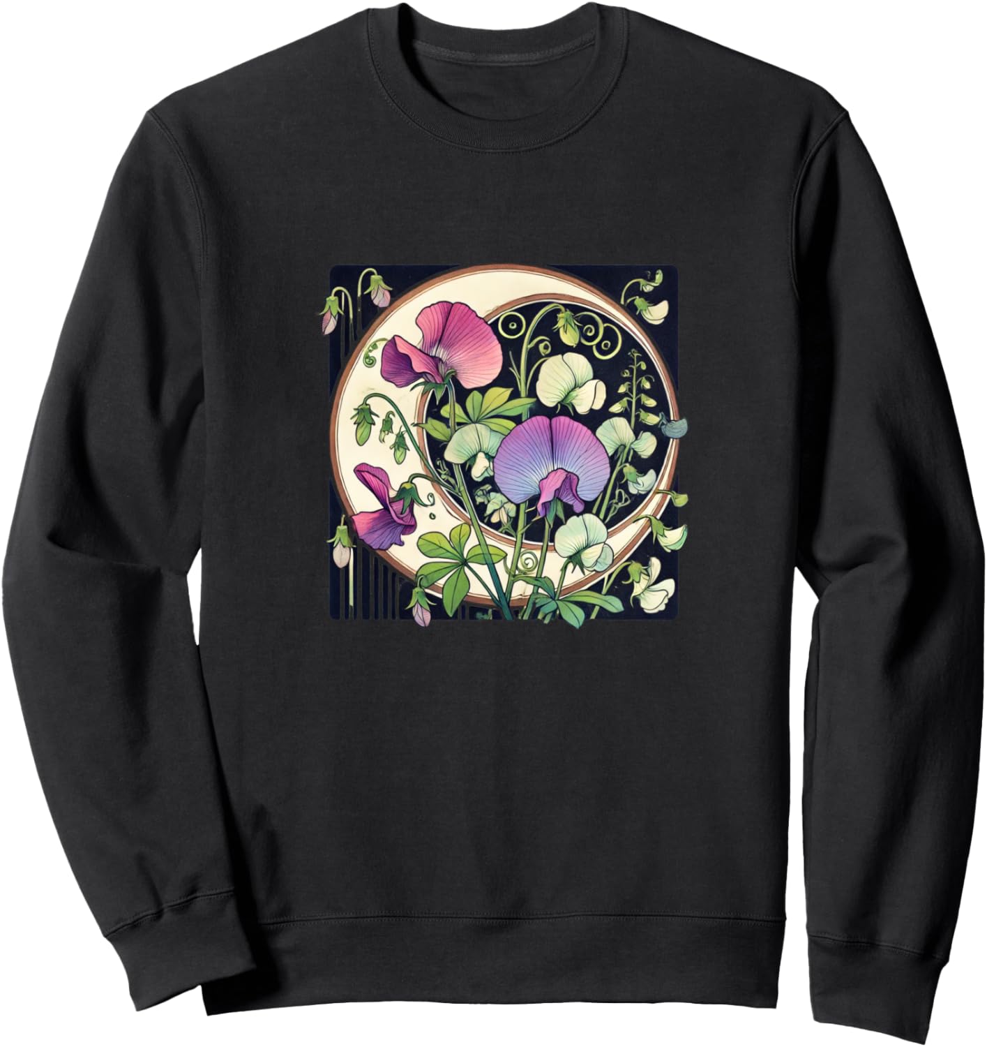 

Иллюстрация цветка душистого горошка. Толстовка с изображением душистого горошка, черная Vintage Sweet Pea Lover Snugg