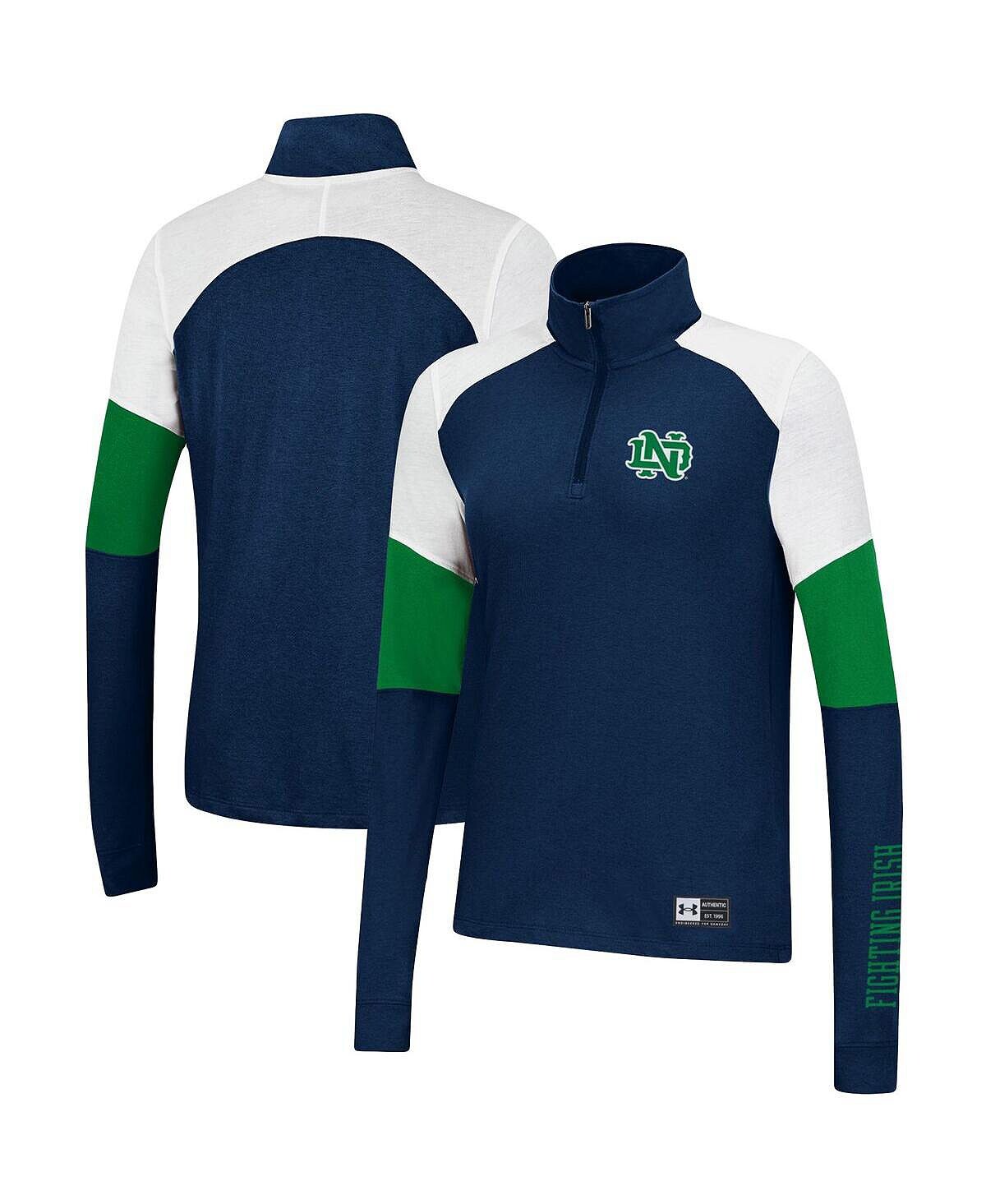 

Женская темно-синяя куртка Notre Dame Fighting Irish с рукавами реглан и молнией четверти Under Armour, темно-синий