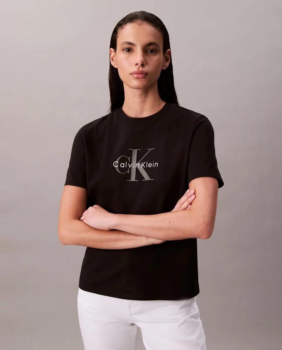 

Женская футболка с монограммой Calvin Klein Jeans, черный