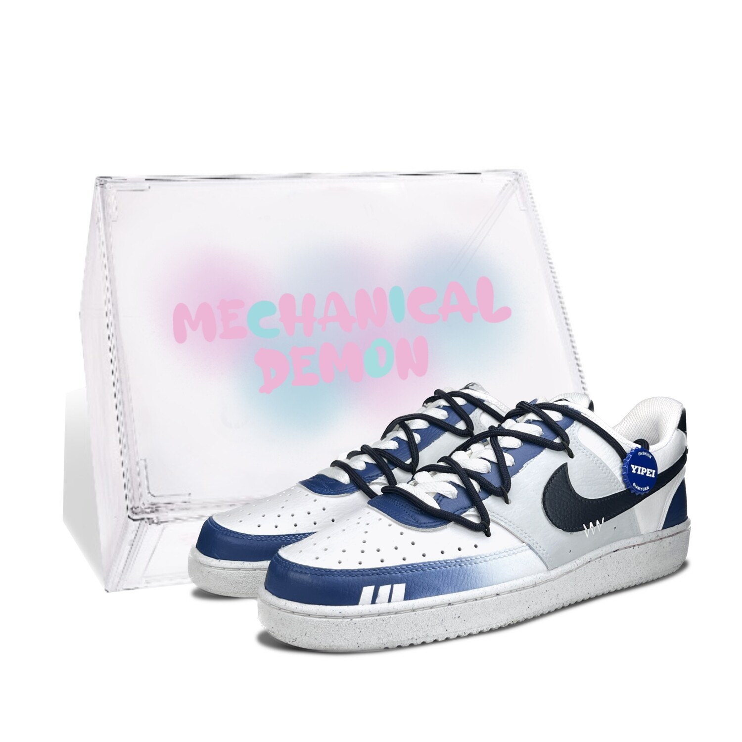 

Кроссовки Nike Court Vision 1 Skateboarding Shoes Women's Low-top White/blue, темно-синий