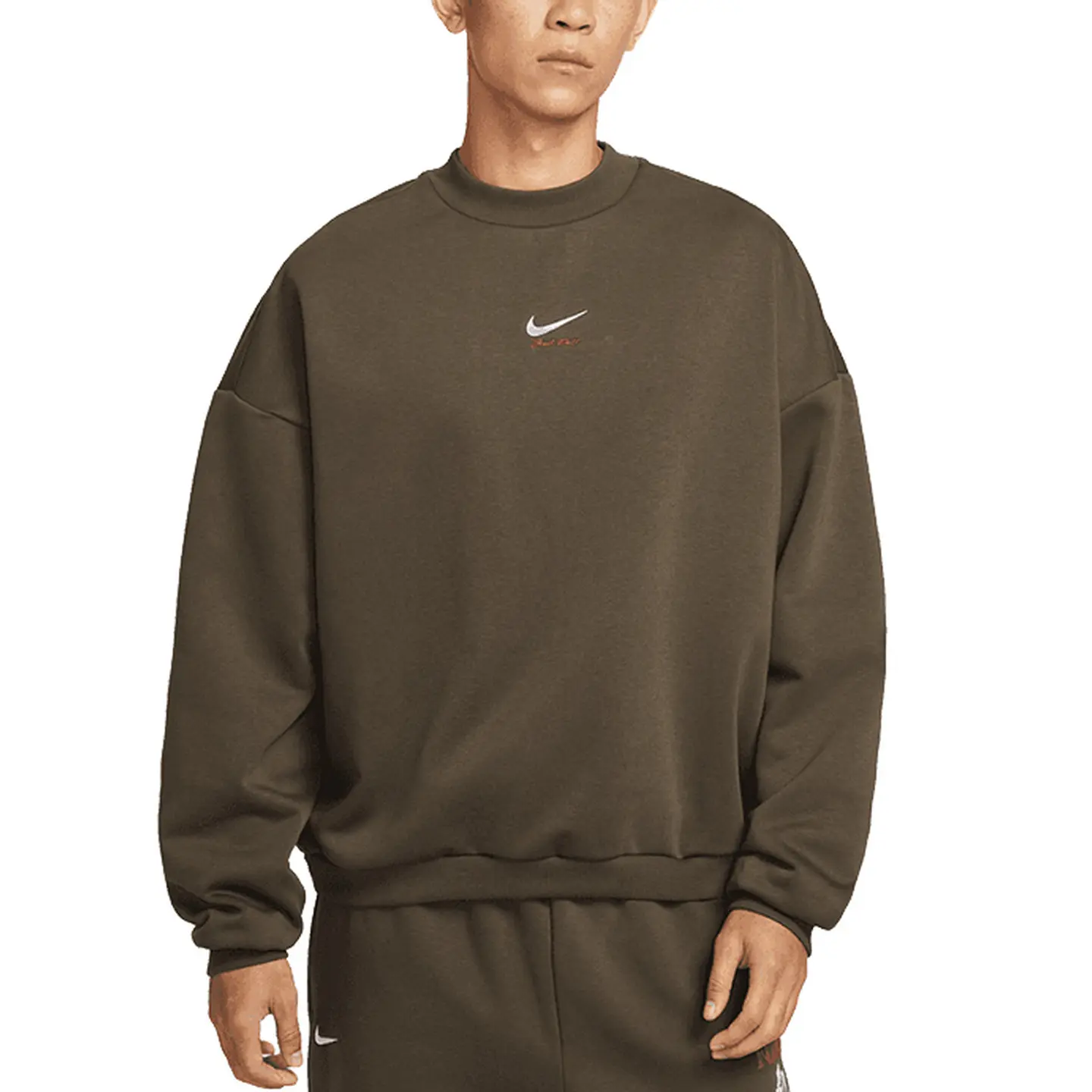Nike Мужская толстовка с круглым вырезом, коричневая, средней толщины