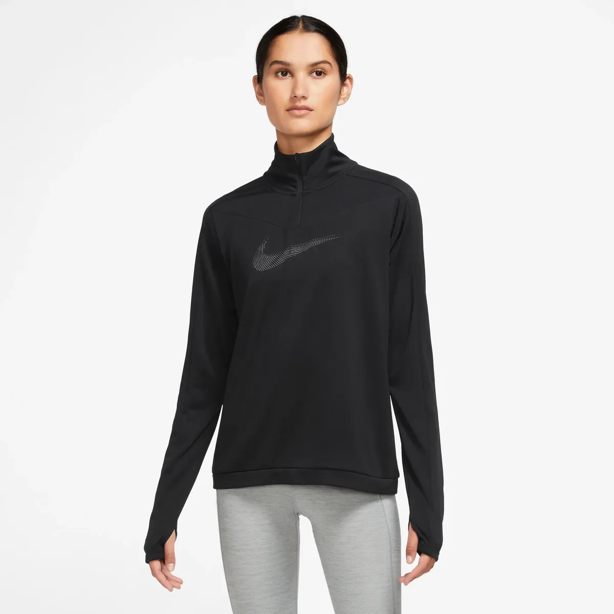 

Футболка для бега Nike "DRI-FIT SWOOSH WOMEN'S 1/-ZIP RUNNING TOP", черный