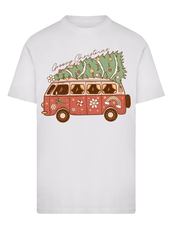 

Футболка Groovy Christmas Camper Van белого цвета F4NT4STIC, Белый, Футболка Groovy Christmas Camper Van белого цвета F4NT4STIC