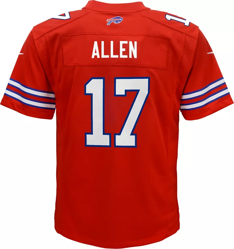 Красная игровая майка Nike Youth Buffalo Bills Josh Allen № 17 — фото 3