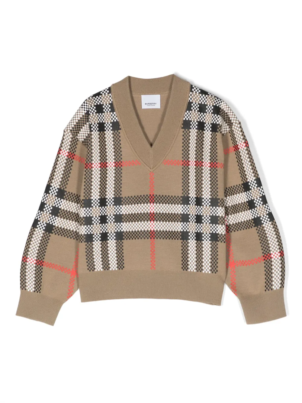 

Свитер в клетку Vintage Check с V-образным вырезом BURBERRY KIDS, нейтральный