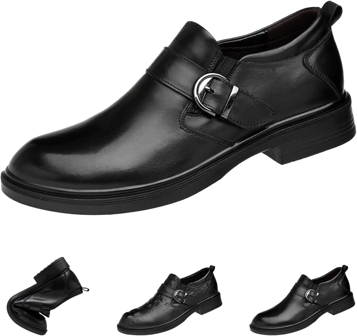 

Мужские черные оксфорды AngryMonkey из натуральной кожи, классические удобные туфли с гладким носком и пряжкой, подходящие для бизнеса и повседневной носки