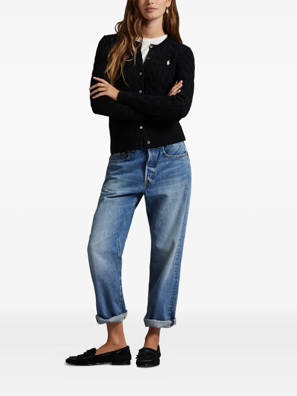 Кардиган фактурной вязки Polo Ralph Lauren, черный — фото 2