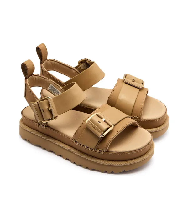 Кожаные сандалии с золотой виллой Ugg, коричневый — фото 3
