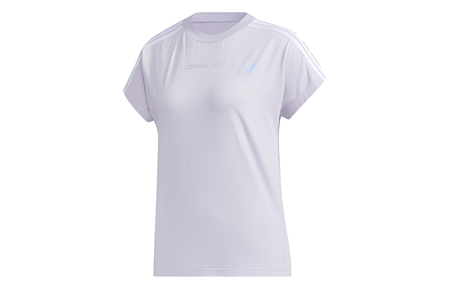 

Футболка с рукавом реглан женская светло-фиолетовая белая Adidas Neo