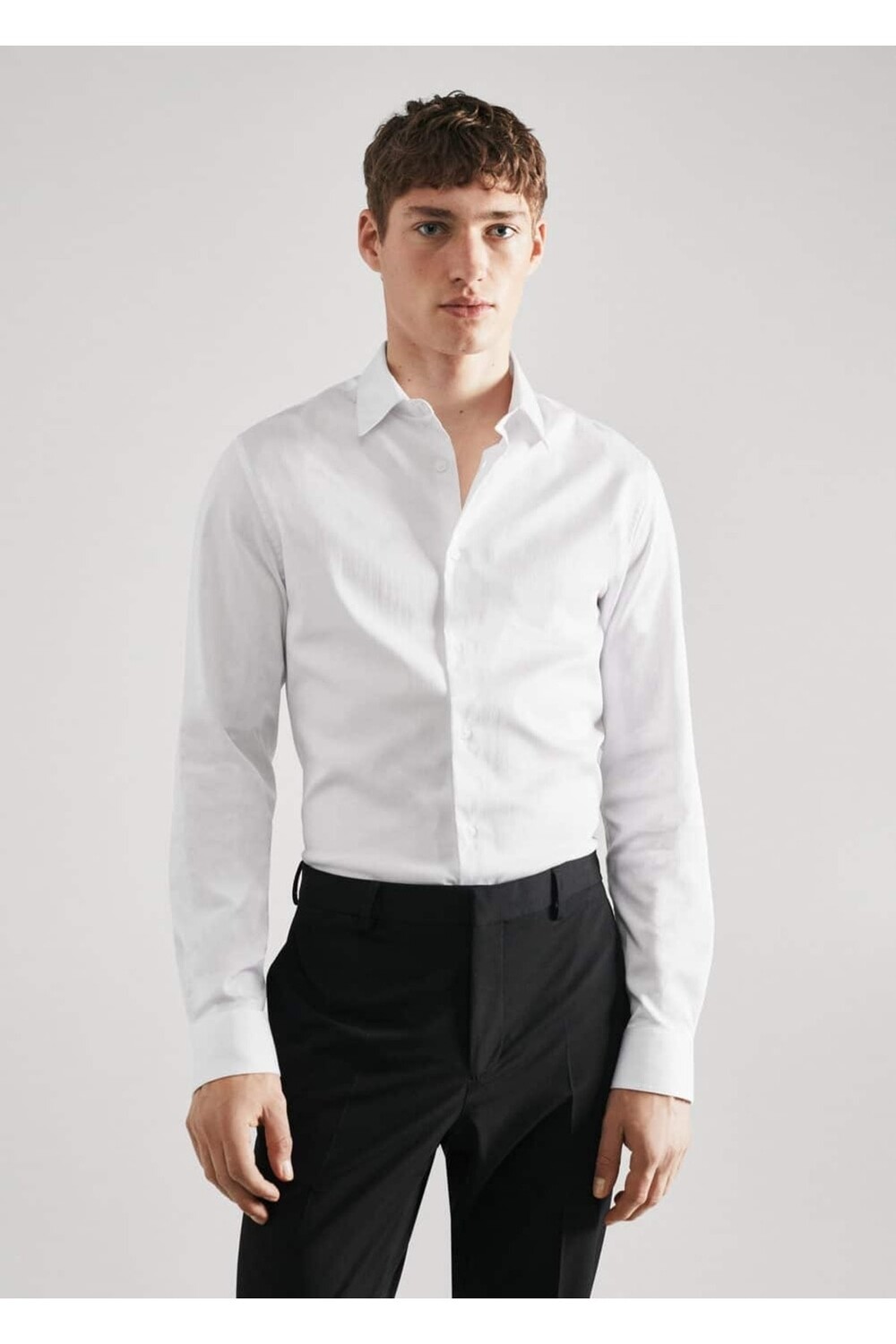 

Рубашка Super Slim Fit из поплина Mango, синий