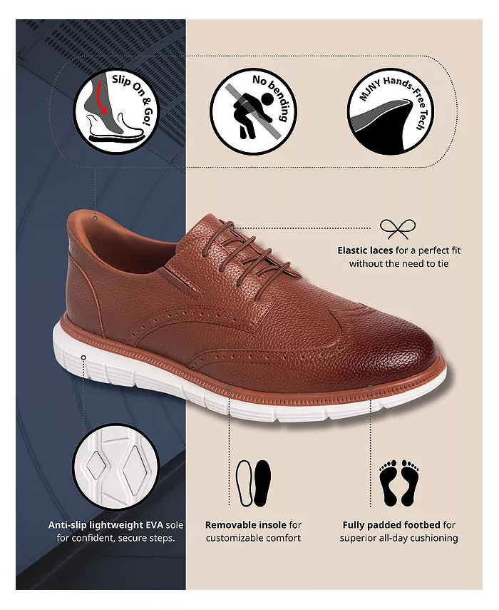Hill Street Оксфорды Wingtip с технологией Hands-Free Slip On из кожи Marc Joseph New York, коричневый — фото 2