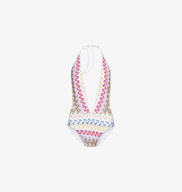 

Купальник с металлическим принтом и глубоким вырезом Missoni, белый