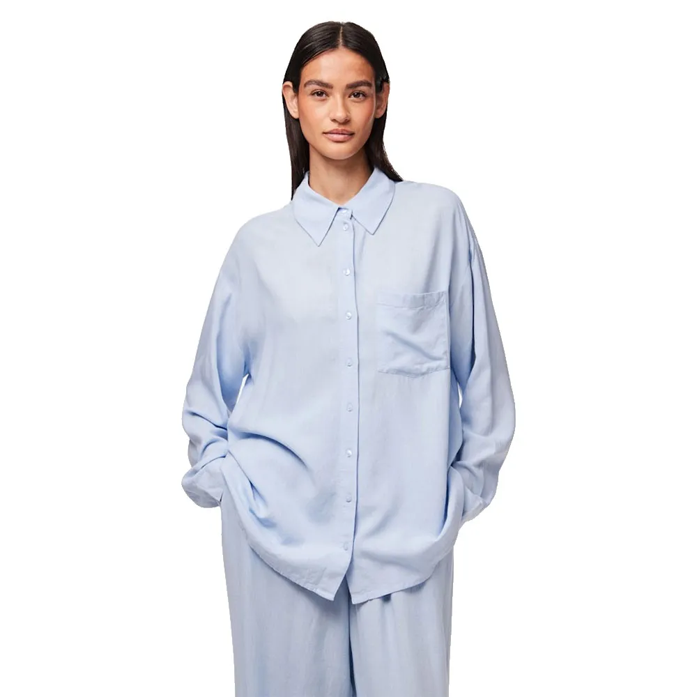 

Рубашка с длинным рукавом Pieces Pia Loose Fit, синий