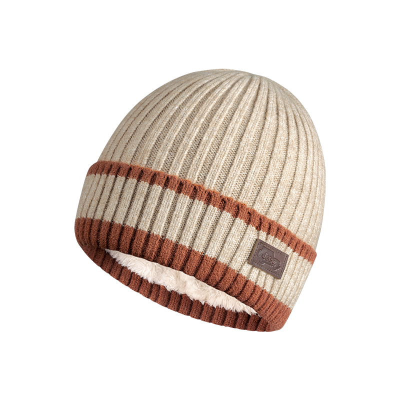 

Берет из 52% акрила Unisex Jeep, color block хаки-fleece-lined