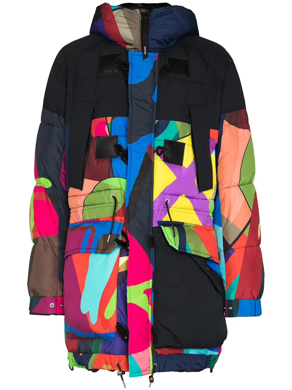 

Пуховик Kaws с графичным принтом SACAI, черный