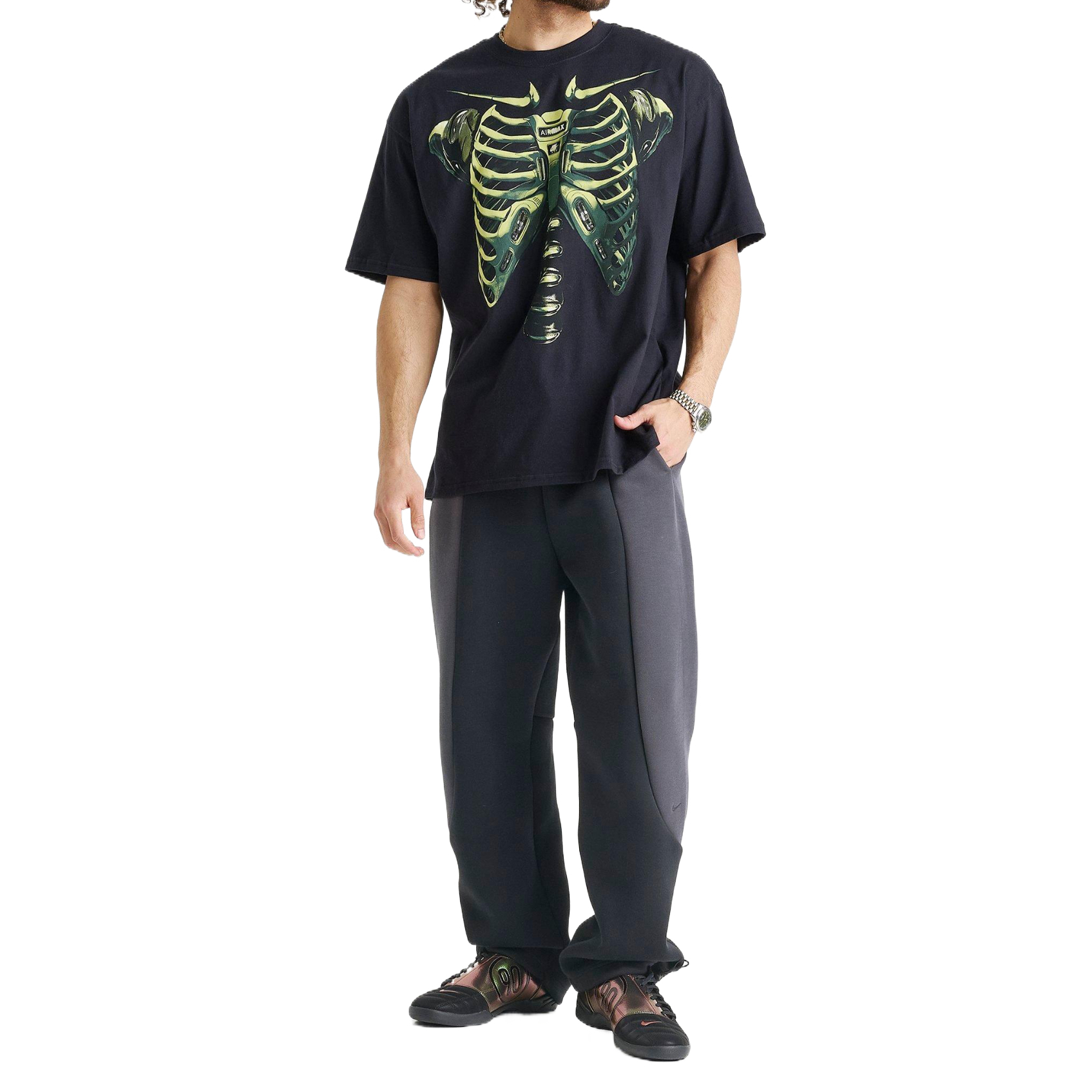 

Nike Футболка Max90 мужская черная/неоново-зеленая с круглым вырезом Moderate