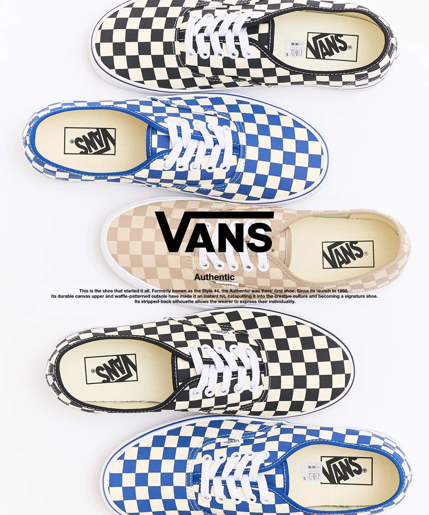 Мужские кеды VANS Authentic клетчатые синие — фото 3