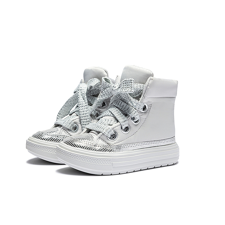 Chuck Taylor All Star высокие детские ботинки для детей 3-7 лет Converse, серебро — фото 3