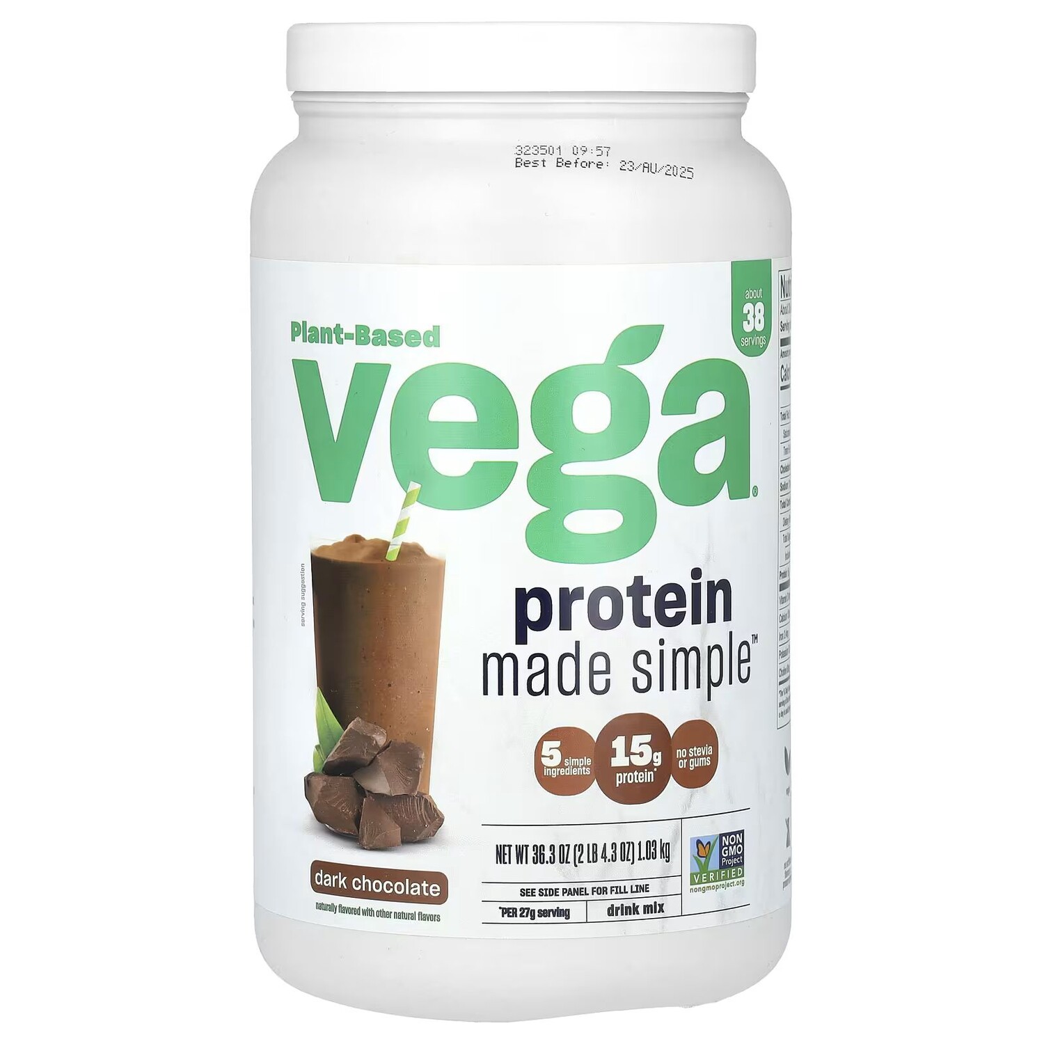 

Растительный белок Made Simple, темный шоколад, 1,03 кг (2 фунта 4,3 унции) Vega