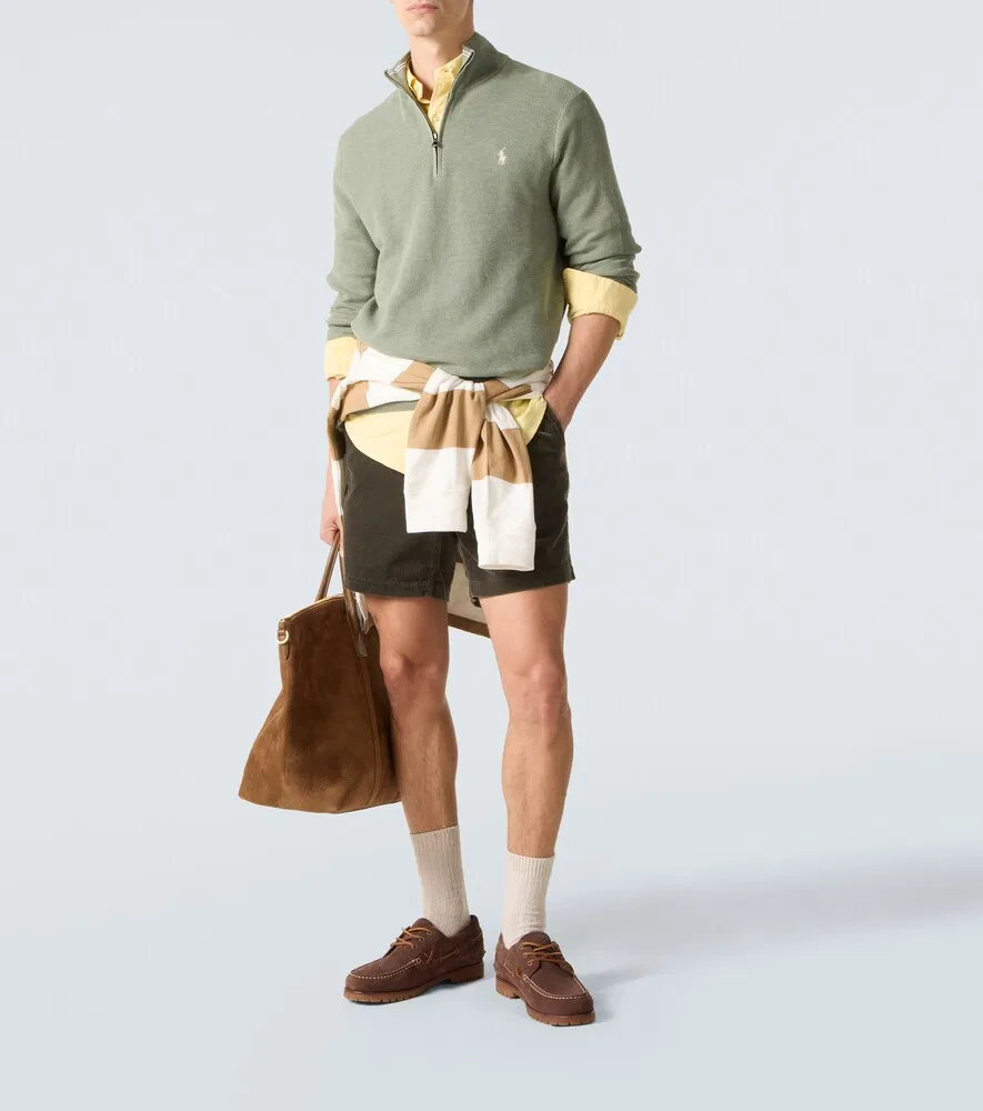 Хлопковый свитер с застежкой-молнией до середины груди Polo Ralph Lauren, зеленый — фото 2