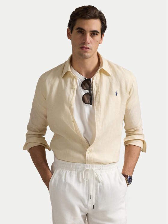

Рубашка облегающего кроя 710968915005 Polo Ralph Lauren, бежевый
