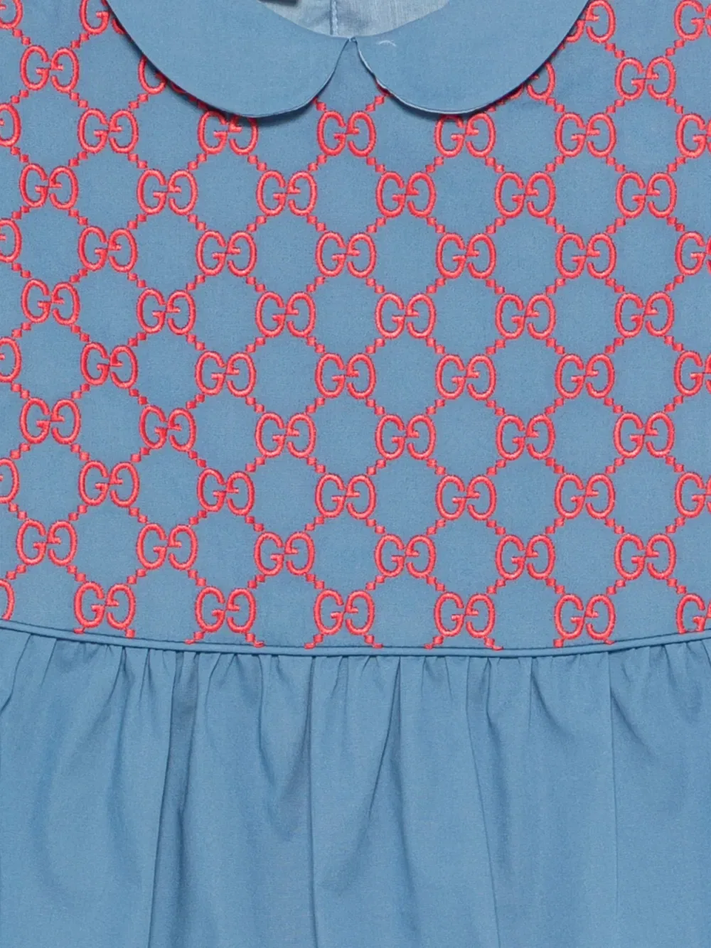 Платье с вышитым воротником Gucci Kids, синий — фото 3