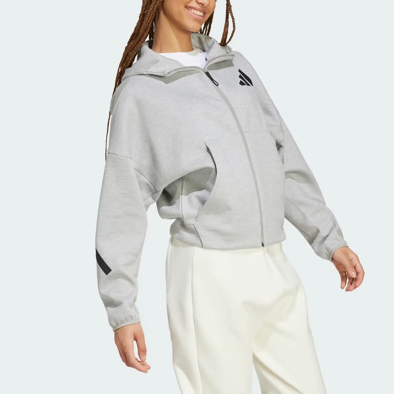 Толстовка Adidas Z.N.E. Full-Zip, средне-серый — фото 4