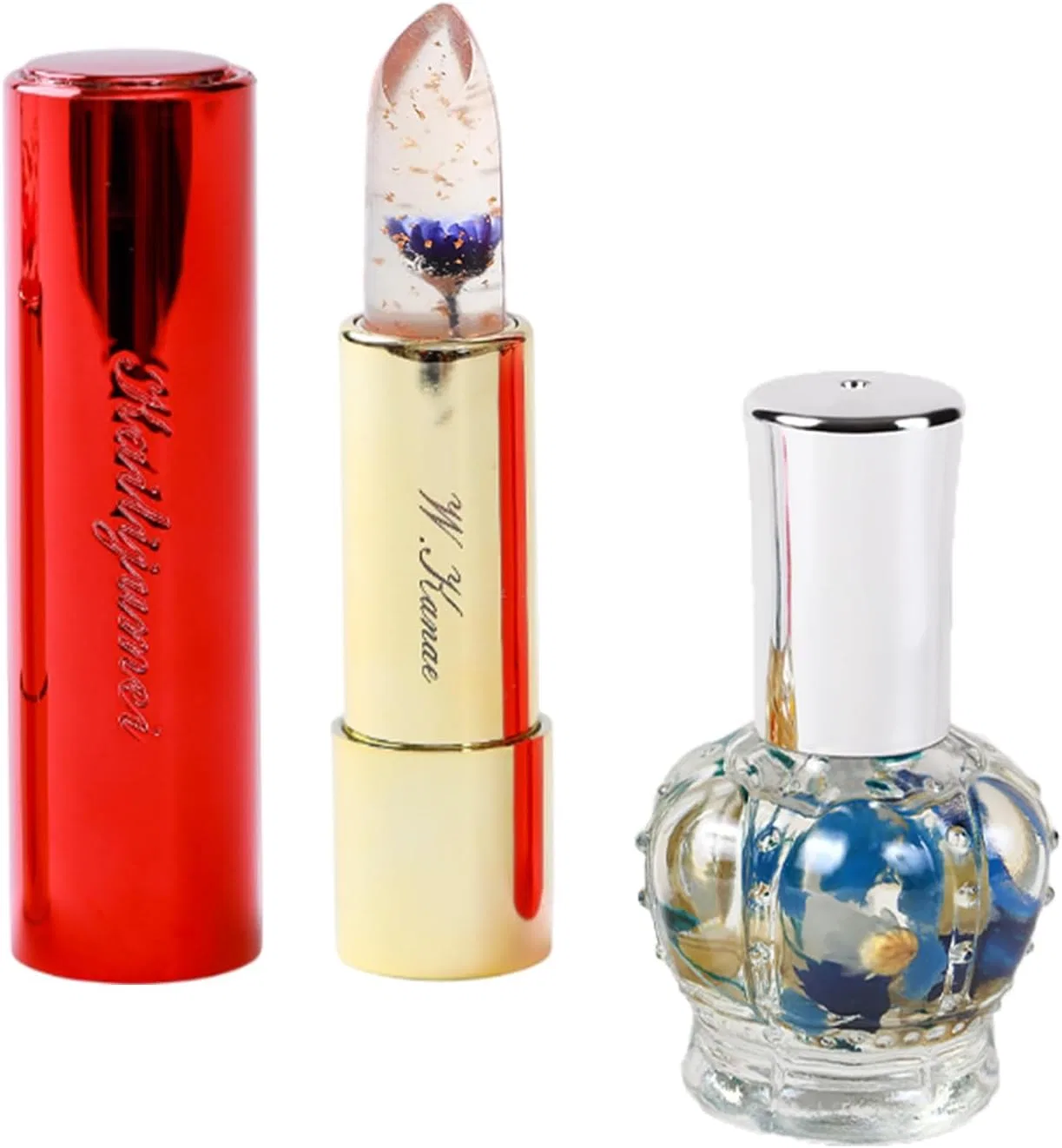Набор блеска для губ и масла для ногтей Kailijumei Flower Tint Trip & Flower Nail Oil, фиолетовый, 3.8 г The Wow