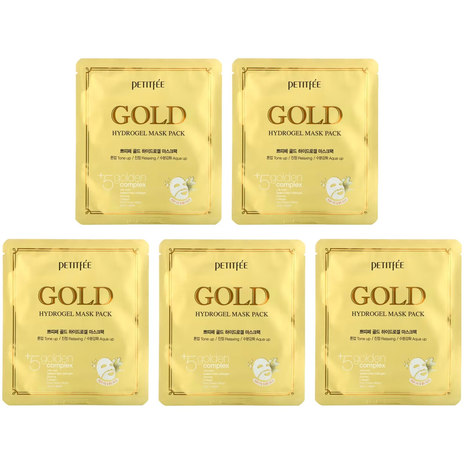 

Petitfee Gold Hydrogel Beauty Mask Pack 5 шт. по 32 г каждый