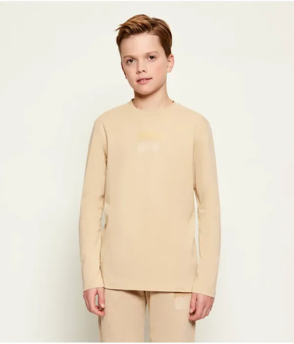 Лонгслив regular fit Hugo Kids, бежевый