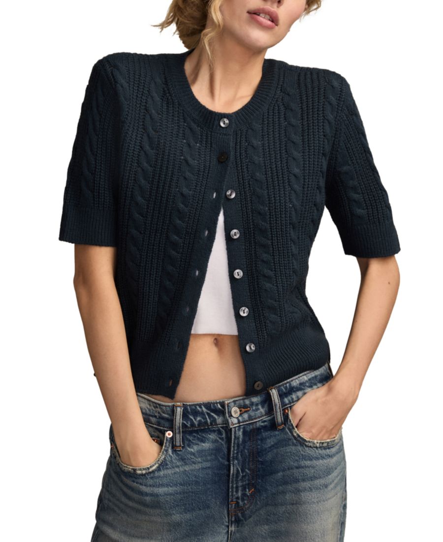 

Женский кардиган с короткими рукавами и косами Lucky Brand, Midnight Navy