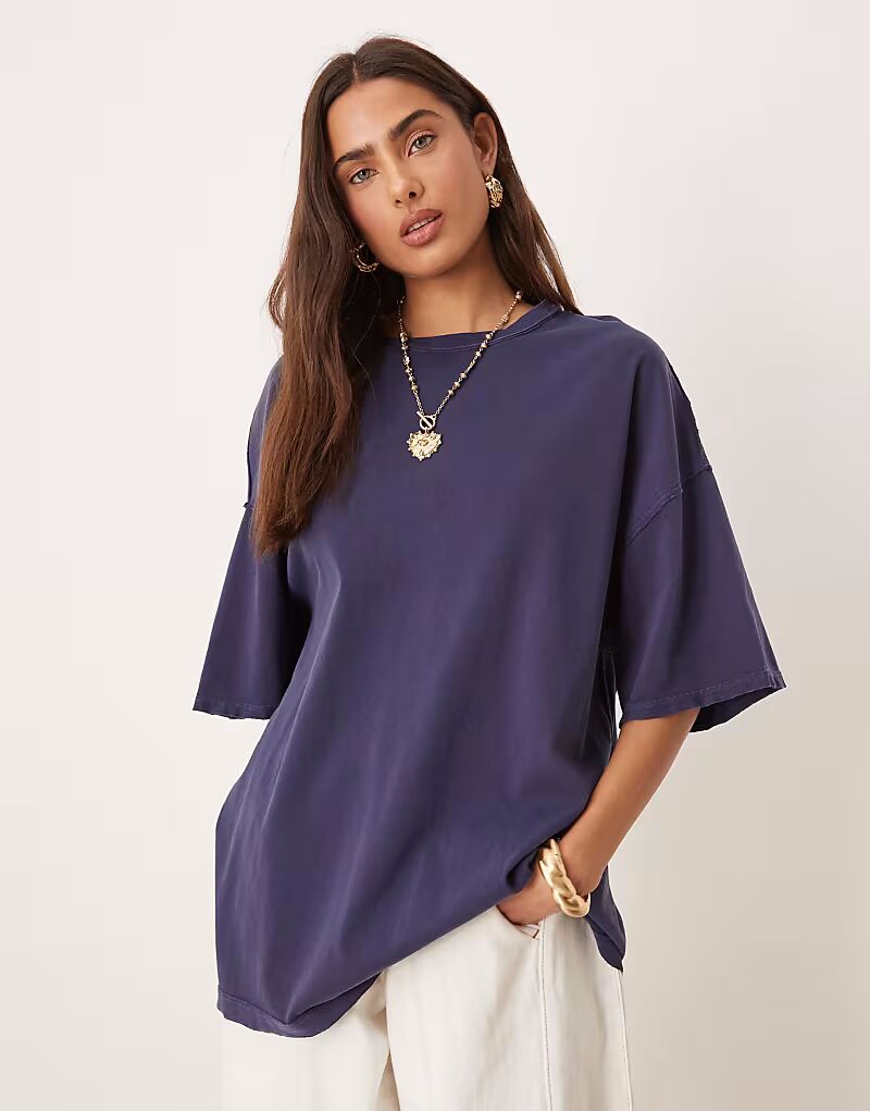 

Футболка свободного кроя Free People devon темно-синего цвета