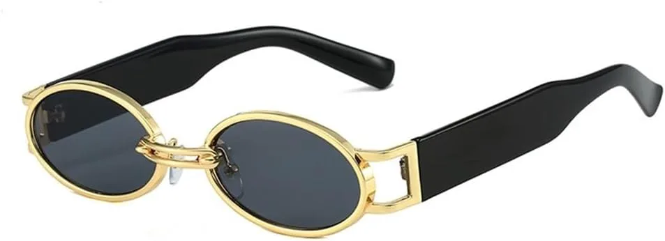 

Ретро овальные солнцезащитные очки в маленькой оправе для женщин, модные очки в стиле стритпрайз, солнцезащитные очки для пляжа и отдыха UJNHGQ, Gold Gray