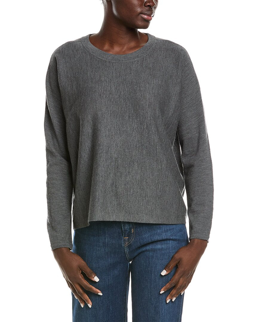 

EILEEN FISHER Шерстяной топ с круглым вырезом, серый