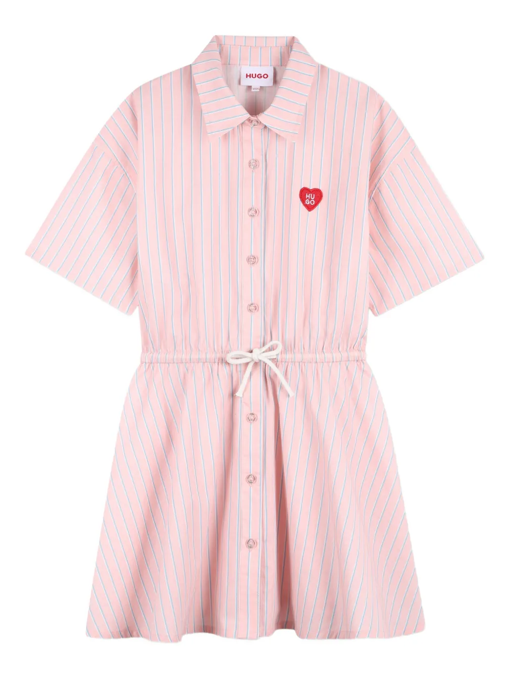 

Платье в полоску с аппликацией Hugo Kids, розовый