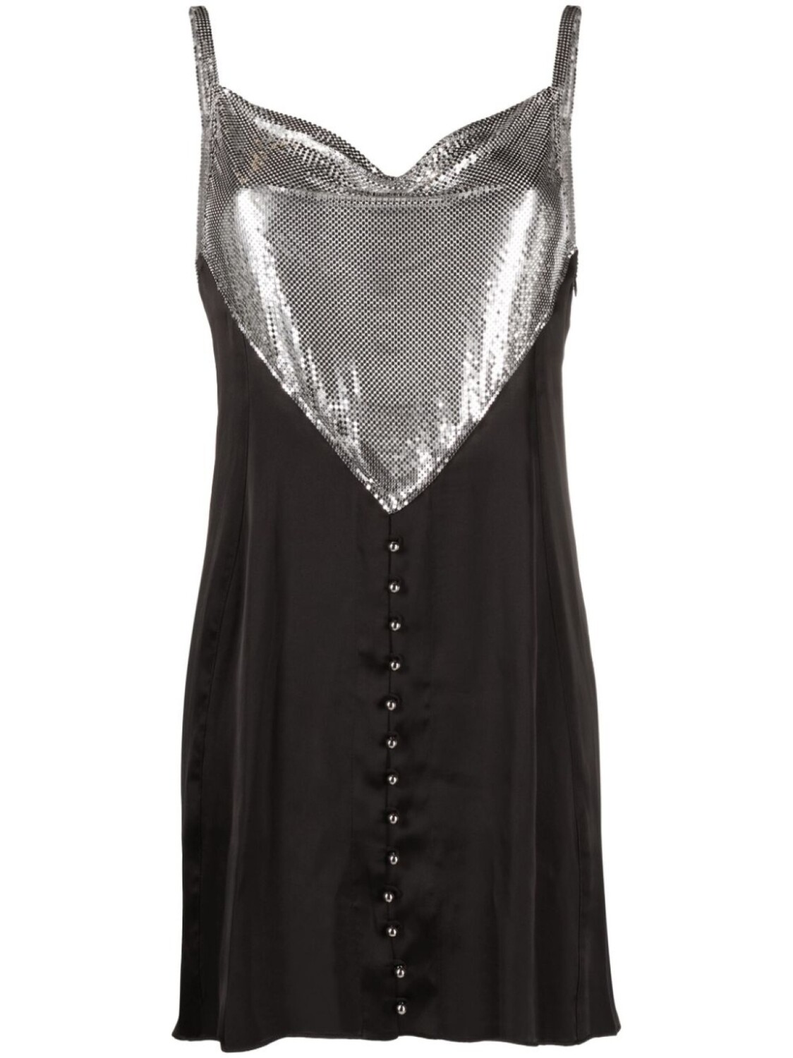 

Rabanne mesh-panel slip minidress, черный
