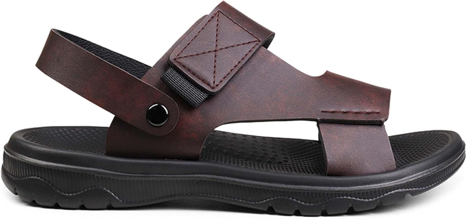 

Мужские кожаные повседневные сандалии для активного отдыха, спортивные шлепанцы с противоскользящей подошвой и дышащей поверхности для походов и трекинга Generic, коричневый