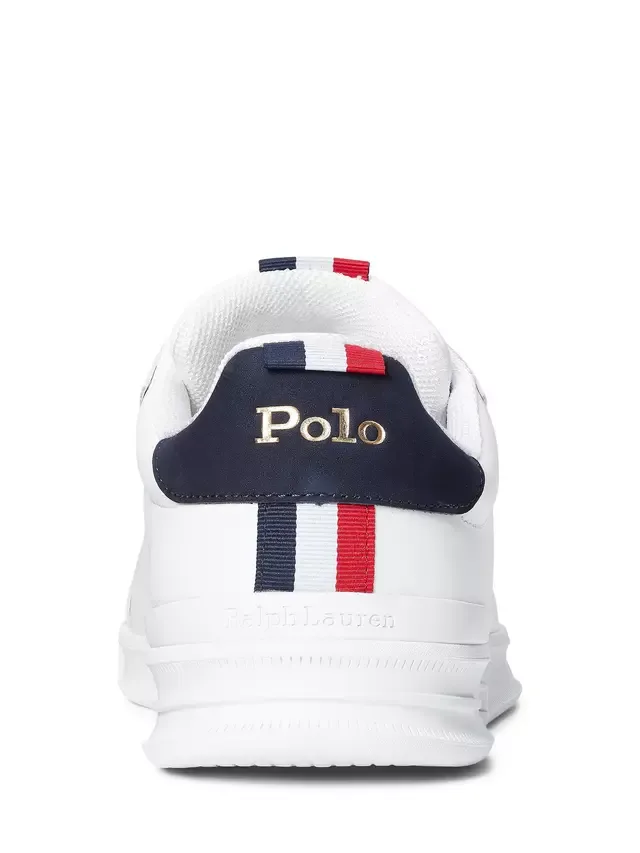 Кожаные кроссовки Polo Heritage Court II Ralph Lauren, White Navy — фото 3