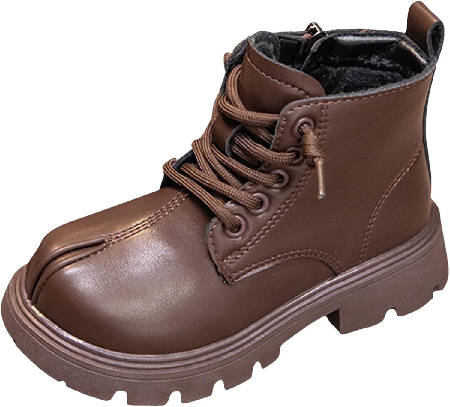 

Детские боевые ботинки на шнуровке, закрытые, с круглым носком, короткие, модные, противоскользящие, на шнуровке, для работы на улице, зимние снежные ботинки JEUROT, Brown