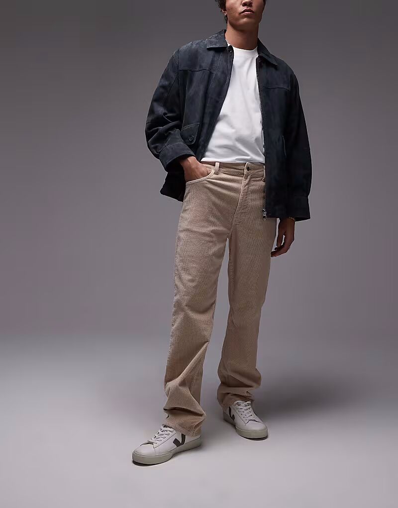 

Прямые вельветовые брюки Topman цвета «камень»